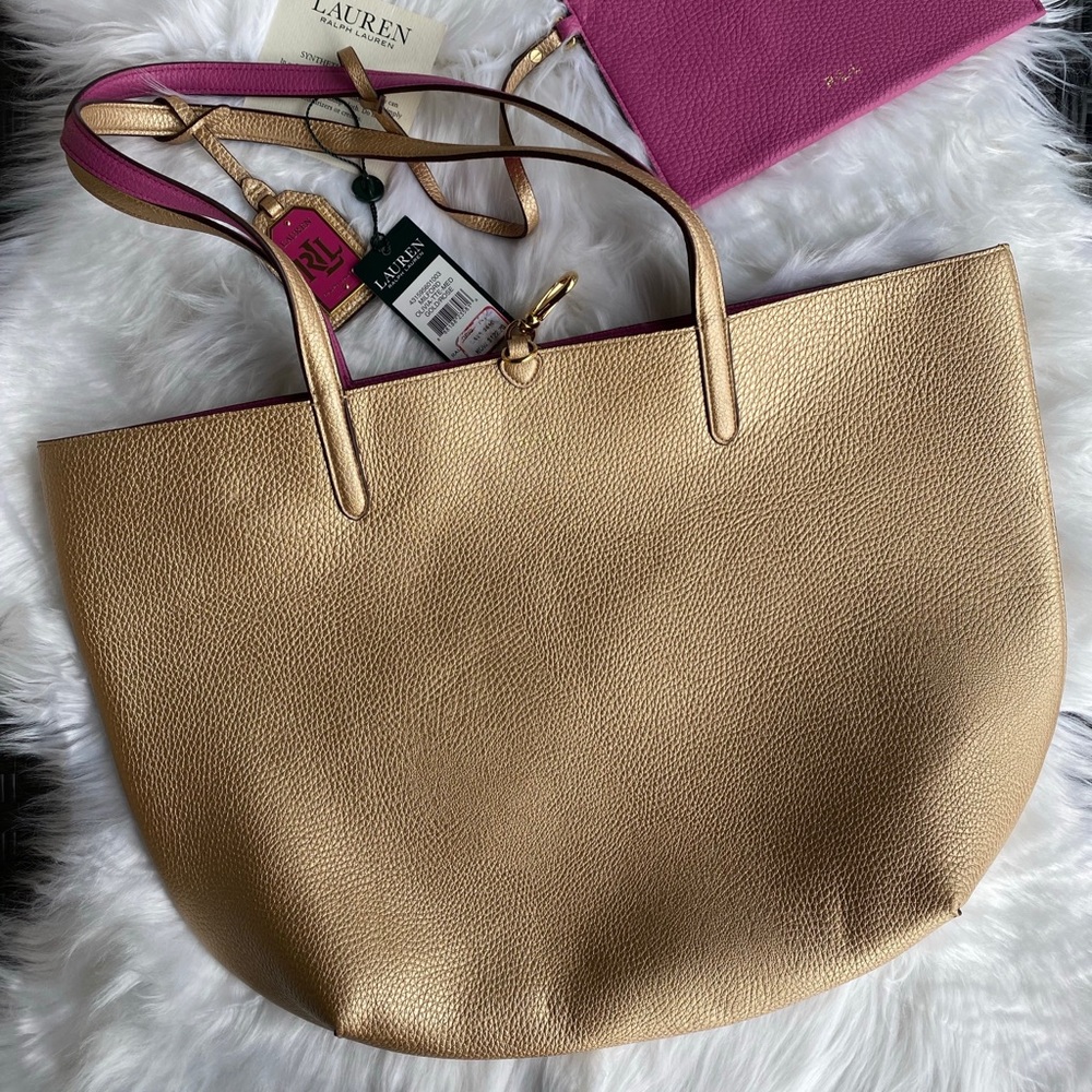 New with tag- Ralph Lauren gold pink purse
